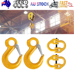 2X 8mm Hammerlock+ Eye Sling Hook Safety Chain Caravan Trailer connecting Extend