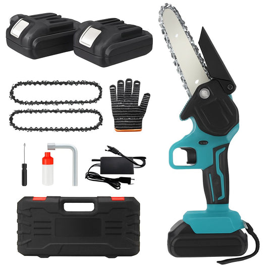 6" Mini Cordless Electric Chainsaw 2X Battery-Powered Wood Cutter Rechargeable