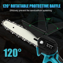 6" Mini Cordless Electric Chainsaw 2X Battery-Powered Wood Cutter Rechargeable