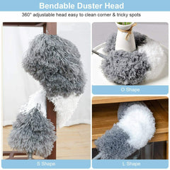 2PCS Duster Extendable Telescopic Microfibre Duster with Stainless Steel Pole
