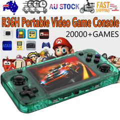 20000+ Games R36H Portable Video Game Consoles Retro Handheld Game Console Green