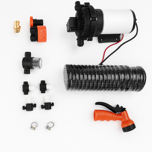 6.6GPM Washdown Pump Kit 12V Wash Pump w/ Hose Nozzle For Caravan RV Marine Boat