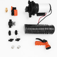 6.6GPM Washdown Pump Kit 12V Wash Pump w/ Hose Nozzle For Caravan RV Marine Boat