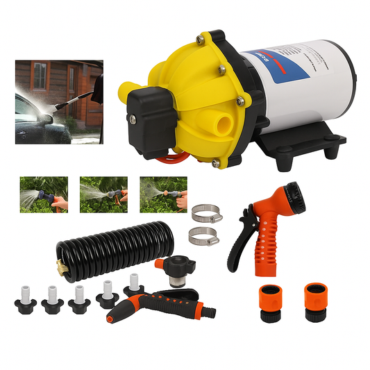 6.6GPM Washdown Pump Kit 12V Wash Pump w/ Hose Nozzle For Caravan RV Marine Boat