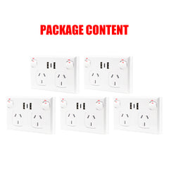 5PCS Double Power Point Dual USB+Type-C GPO Fast Charge 3.6 amp Wall Outlet