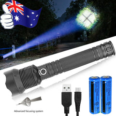 99000LM Ultra Bright LED Tactical Flashlight 3-Modes Zoom Torch USB Charging
