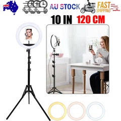 120cm 10"LED Ring Light Dimmable Lighting Kit Phone+Selfie Tripod Makeup Live Lamp