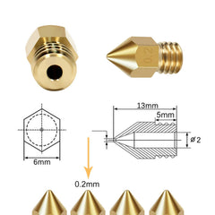 3D Printer 0.4mm Nozzle Throat & 0.4mm Extruder Brass Nozzle Printer Head Set