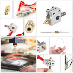 3D Printer 0.4mm Nozzle Throat & 0.4mm Extruder Brass Nozzle Printer Head Set