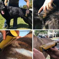 Pet Dog Cat Hair Fur Deshedding Shedding Trimmer Grooming Roll Comb Brush yellow