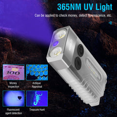 V10 LED Keychain EDC Flashlight USB Rechargeable Magnetic Torch Work Lamp