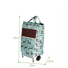 Shopping Trolley Cart Bag Foldable Wheels Carts Bags Market Luggage Basket sky blue cat
