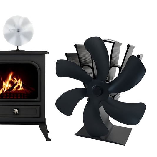 6 Blades Fireplace Stove Fan Heat Cocoon Self-Powered Wood Top Burner Eco Heater