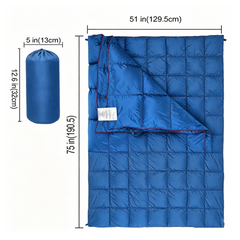 Down Camping Blanket Camping Hiking Puffy down Blanket Packable Lightweight Blue