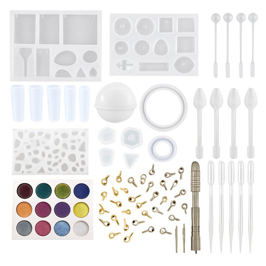 93Pcs/Set Resin Mold Epoxy Resin Mold Dropper Spoon Powder Set Kit Craft Tool