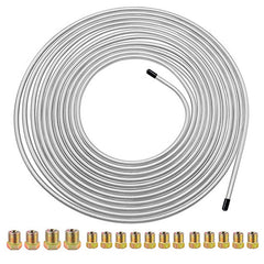 2 Packs 3/16 inch Brake Line Kit 25Ft Tube Rolls Zinc Steel with 32 Fittings NEW