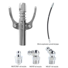 Grease Gun Coupler High Pressure Quick Release Lock Nozzles w/Hose For 1/8"NPT