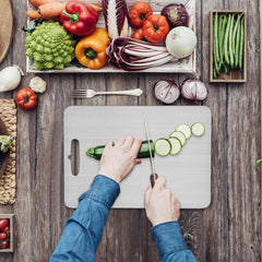 Cutting Board Double-Sided Stainless Steel Chopping Boards for Kitchen Camping 46x30cm