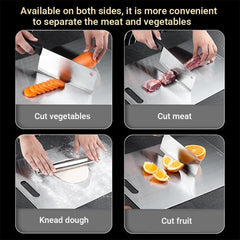 Cutting Board Double-Sided Stainless Steel Chopping Boards for Kitchen Camping 46x30cm