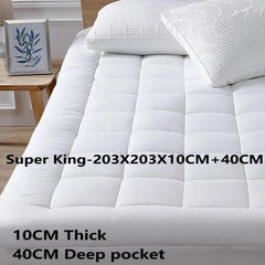 1500GSM Bamboo Mattress Topper Extra Thick 10CM Bed Topper super King: 203 x 203 + 40 cm