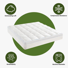 1500GSM Bamboo Mattress Topper Extra Thick 10CM Bed Topper super King: 203 x 203 + 40 cm