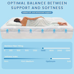 1500GSM Bamboo Mattress Topper Extra Thick 10CM Bed Topper super King: 203 x 203 + 40 cm