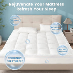 1500GSM Bamboo Mattress Topper Extra Thick 10CM Bed Topper super King: 203 x 203 + 40 cm