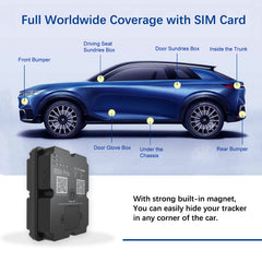 4G GPS Tracker for Car/Moto/Luggage - Waterproof, Real-time Tracking 30 Days Battery Life, Remote Control via Trial App.