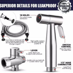 Stainless Steel Douche Bidet Toilet Spray Shower Shattaf Diverter Kit Handheld