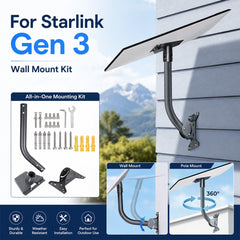 Starlink Gen3 Roof Wall Pole Mounting Kit Compatible withSatellite Standard Dish
