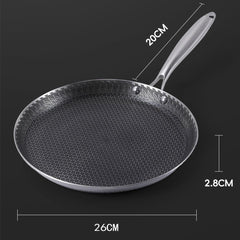 26cm Stainless Steel Crepe Pan Non-Stick Pan Honeycomb Coating Frying Pan Pizza6299