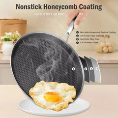 26cm Stainless Steel Crepe Pan Non-Stick Pan Honeycomb Coating Frying Pan Pizza6299