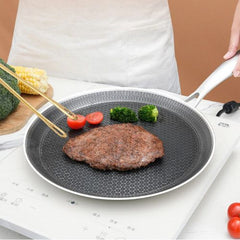 28cm Stainless Steel Crepe Pan Non-Stick Pan Honeycomb Coating Frying Pan Pizza6299