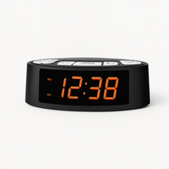 AM/FM Alarm Clock Radio with Dual Alarm, Sleep Timer & Snooze Functions, Orange LED Display, 4-Level Dimming Option
