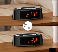 AM/FM Alarm Clock Radio with Dual Alarm, Sleep Timer & Snooze Functions, Orange LED Display, 4-Level Dimming Option