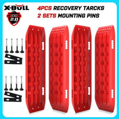 X-BULL Recovery tracks 10T 2 Pairs/ Sand tracks/ Mud tracks/ Mounting Bolts Pins Gen 2.0 -Red