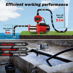 ETOSHA 2000W Garden Water Pump High Pressure 4-Stage Tank Irrigation Water Pump