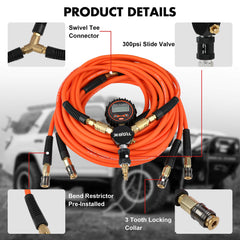 X-BULL 4 Tire Inflation Indeflate Digital 4 Hose 4 Tire Inflation Tyre Deflation System Equalizer