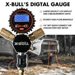 X-BULL 4 Tire Inflation Indeflate Digital 4 Hose 4 Tire Inflation Tyre Deflation System Equalizer