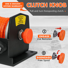 2500LBS Electric Winch Wireless Remote Synthetic Rope Wireless Remote ATV UTV BOAT