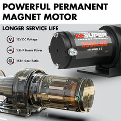 ZESUPER 12V Electric Winch 3000lbs Synthetic Rope Wireless Remote ATV UTV BOAT