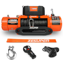 ZESUPER 12V Electric Winch 14500lbs Synthetic Rope Wireless Remote ATV UTV 4WD