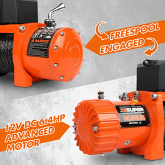 ZESUPER 12V Electric Winch 14500lbs Synthetic Rope Wireless Remote ATV UTV 4WD