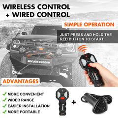 ZESUPER 14500lbs Electric Winch 12V Synthetic Rope Wireless Remote 4X4 4WD Car