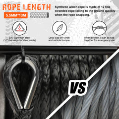 4500lb Electric Winch 12V Synthetic Rope Wireless RemoteX2 ATV Winch Kit Boat Winch UTV 4WD Orange