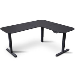 FORTIA Corner Standing Desk, 160x140cm, 72-118cm Sit to Stand Up Electric Height Adjustable, Black