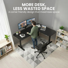FORTIA Corner Standing Desk, 160x140cm, 72-118cm Sit to Stand Up Electric Height Adjustable, Black