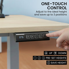 FORTIA Sit To Stand Standing Desk, 120x60cm, 72-118cm Electric Height Adjustable, Light Oak Style Desktop Silver Frame
