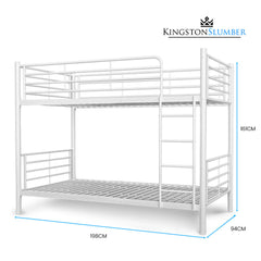 KINGSTON SLUMBER 2in1 Single Metal Bunk Bed Frame, with Modular Design, Matte White