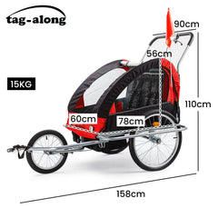 Tag-Along Kids Bike Trailer Child Bicycle Pram Stroller Children Wheel Jogger Red